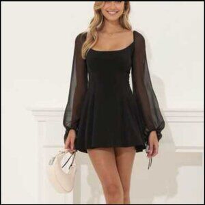 Lucy in the Sky Mehi Chiffon Puff Sleeve Dress